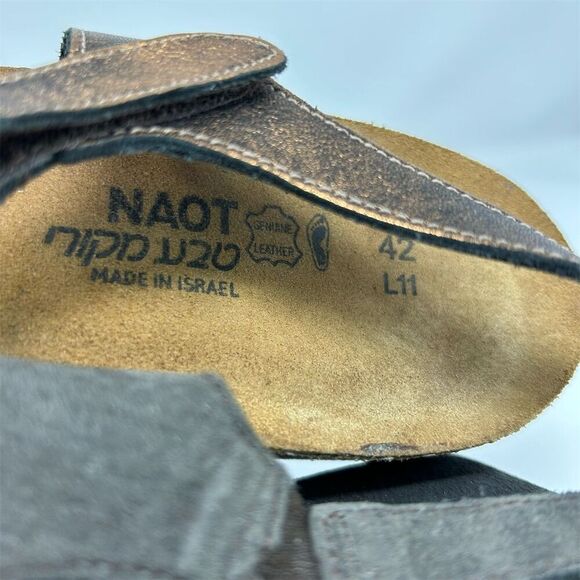 Naot Women's Gold Leather Slingback Wedge Sandal Size 11 Strappy Casual Summer - Picture 11 of 11